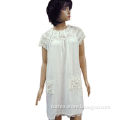White cotton dress, openwork hook flower